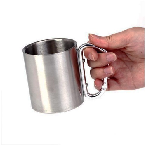 Gelas Camping Bisa Digantung Gelas Carabiner Stainless Steel 220 ml Mug Outdoor